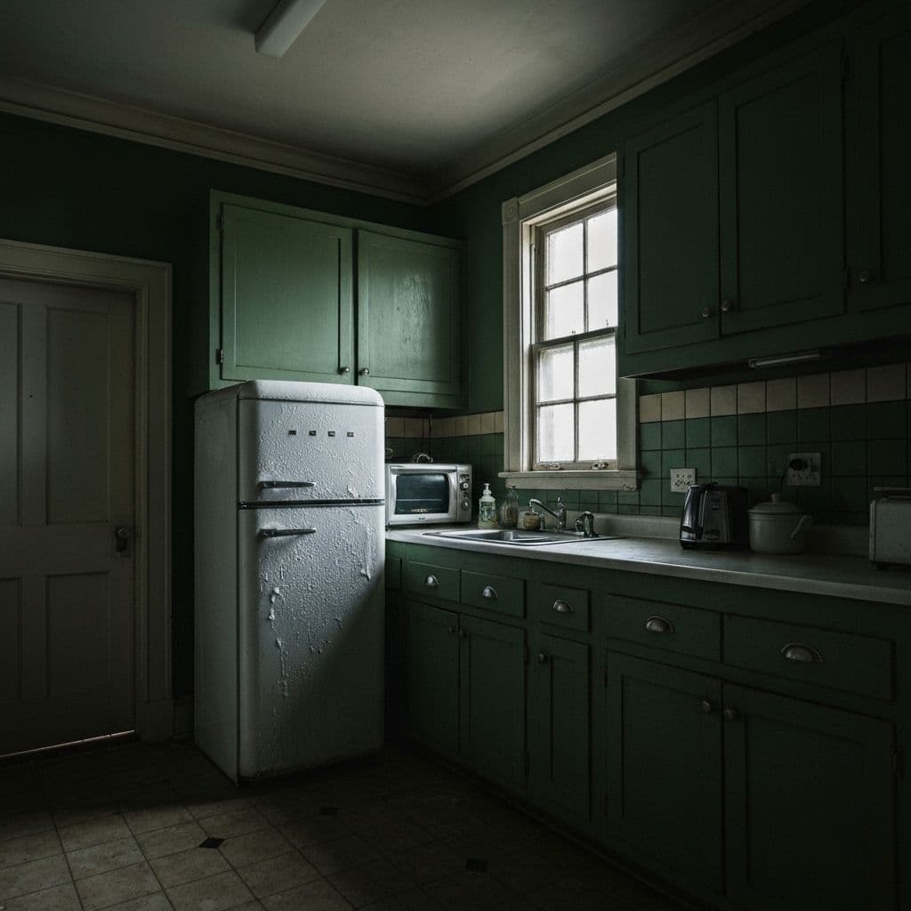 Kitchen before renovation - dark outdated cabinets